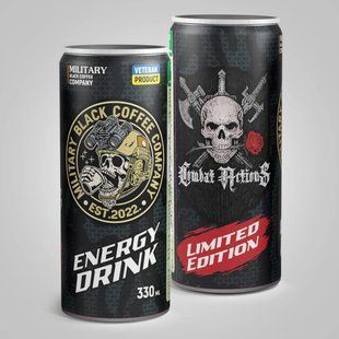 Напиток энергетический MILITARY BLACK COFFEE COMPANY Energy Drink со вкусом Киви-Яблоко колбаба-Combat Actions 330 мл 35314 фото