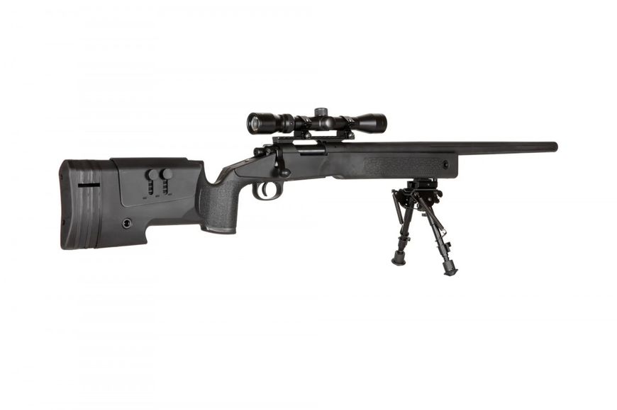 Страйкбольна снайперська гвинтівка Specna Arms M62 SA-S02 Core High Velocity Sniper Rifle With Scope and Bipod Black 25049 фото