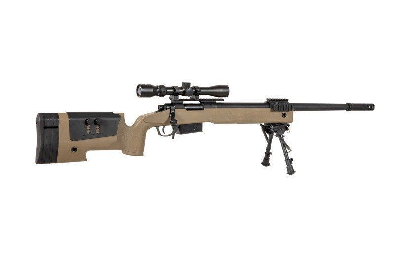 Страйкбольна снайперська гвинтівка Specna Arms M40 SA-S03 Core With Scope and Bipod Tan 14233 фото