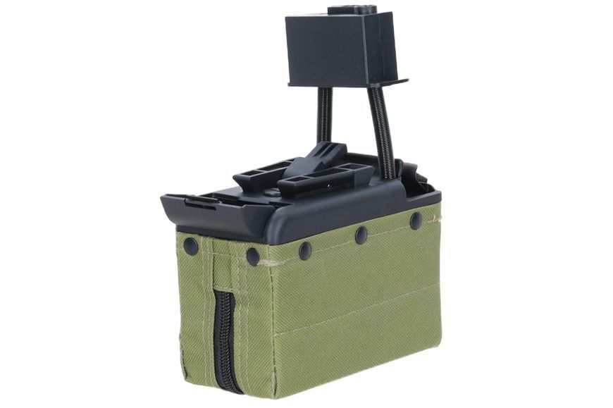 Магазин страйкбольный бункерный Specna Arms M249 1500 BBs Ranger Green 34853 фото