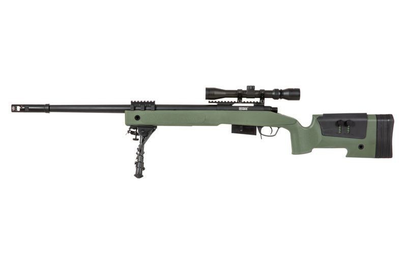 Страйкбольна снайперська гвинтівка Specna Arms SA-S03 Core with Scope and Bipod Olive Drab 19384 фото