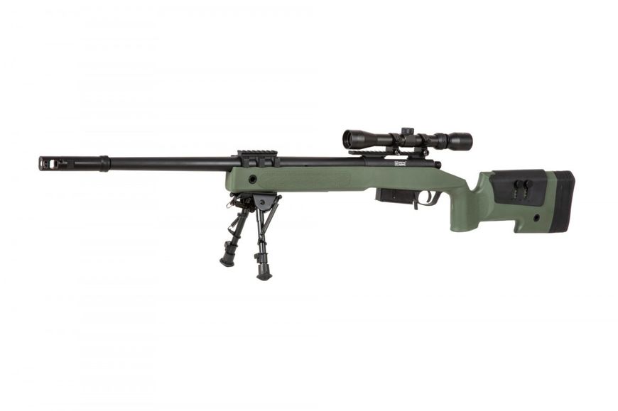 Страйкбольна снайперська гвинтівка Specna Arms SA-S03 Core with Scope and Bipod Olive Drab 19384 фото