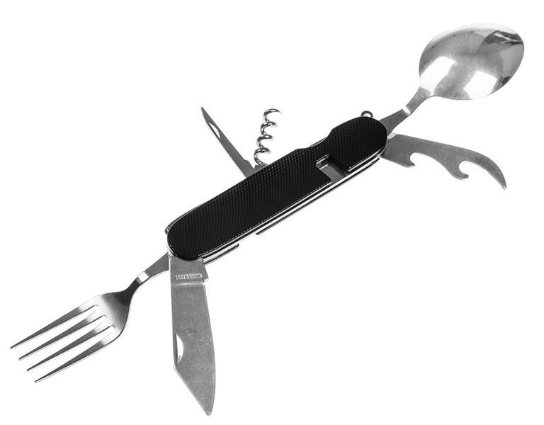 Набір з виделкою та ложкою розкладний Badger Outdoor Camping Steel Black 25671 фото