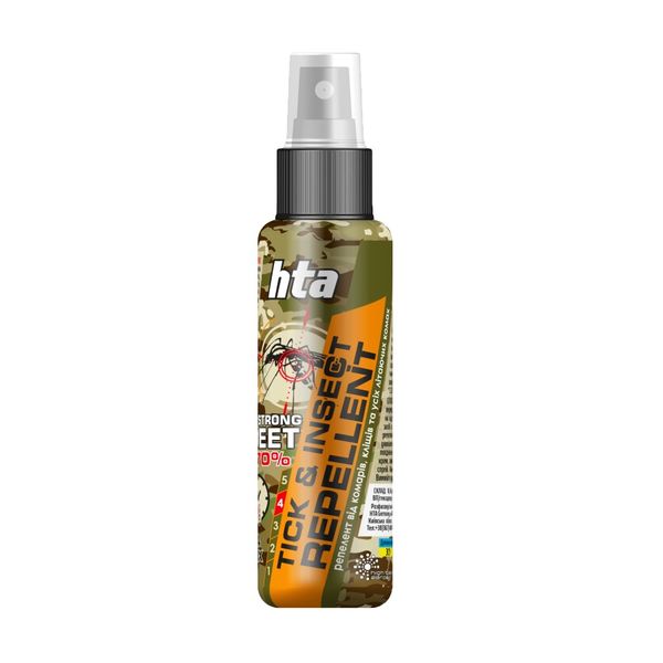 Репелент-спрей від комах HTA Strong Deet 70% Tick & Insect Repellent 100 ml 31354 фото