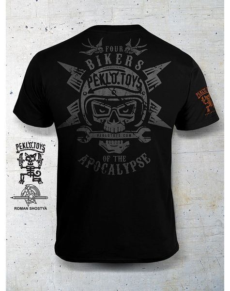 Футболка PekloToys Байкеры апокалипсиса (сзади череп) Black Size S 17432-s фото