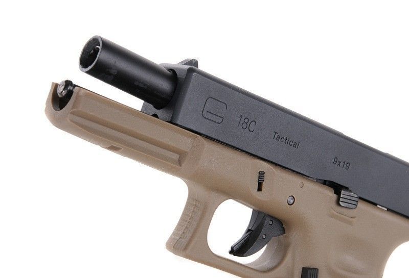 Страйкбольный пистолет WE Glock 18C Gen3. Metal Tan GBB 239 фото