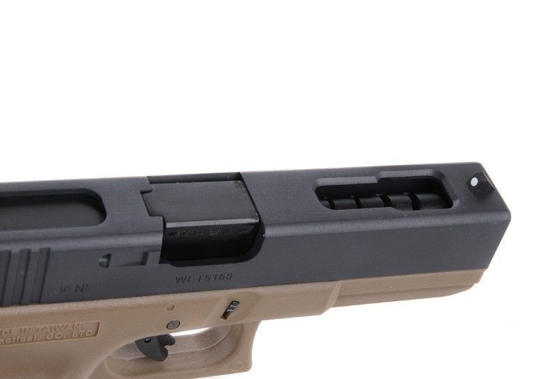 Страйкбольный пистолет WE Glock 18C Gen3. Metal Tan GBB 239 фото
