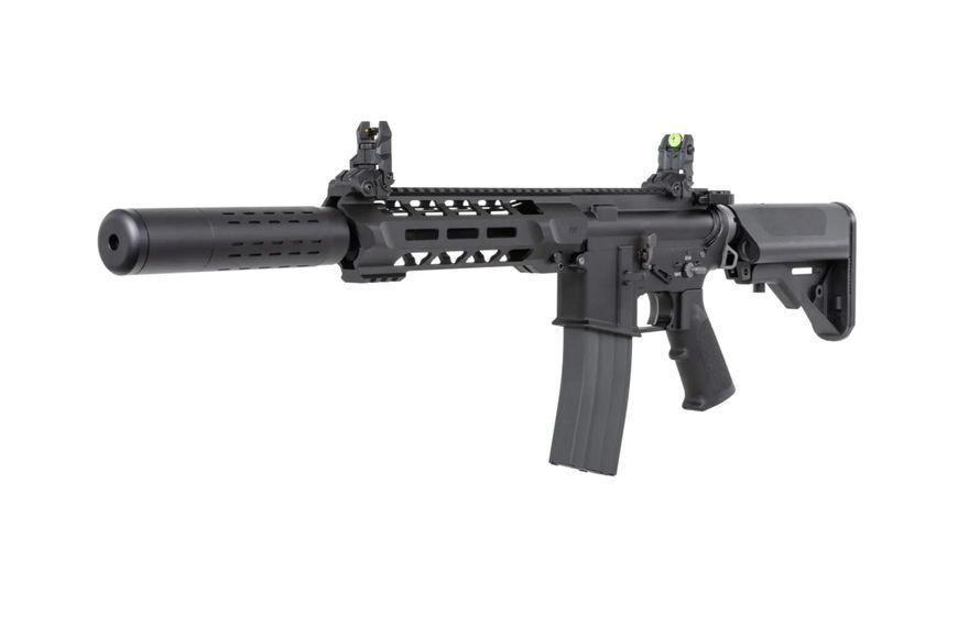 Страйкбольна штурмова гвинтівка SRC DUAL POWER SR4 ZAROS-S GBB carbine with green gas magazine Black 33550 фото