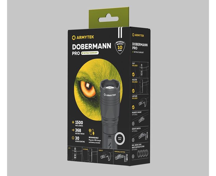 Ліхтар Armytek Dobermann Pro Magnet USB White 30482 фото