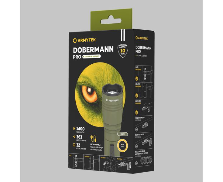 Ліхтар Armytek Dobermann Pro Magnet USB Olive Warm 30483 фото