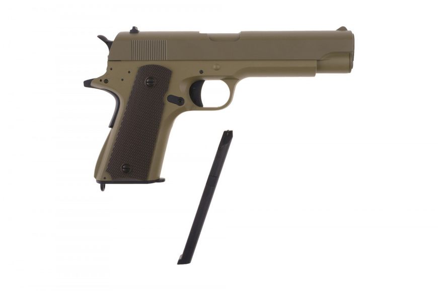 Страйкбольний пістолет Cyma Colt 1911 CM.123 AEP Tan 21954 фото