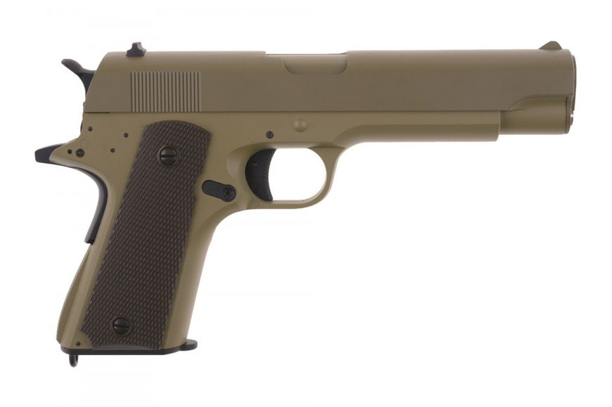 Страйкбольний пістолет Cyma Colt 1911 CM.123 AEP Tan 21954 фото