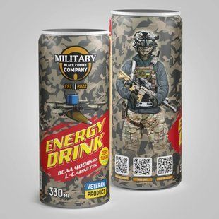 Напиток энергетический MILITARY BLACK COFFEE COMPANY Energy Drink FPV со вкусом вишни Без Сахарка" BCAA и L-Carnitine 330 мл 35311 фото