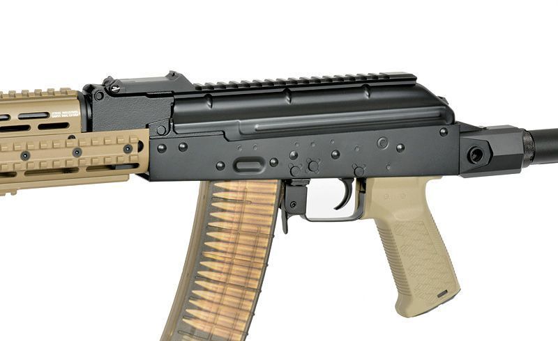 Страйкбольна штурмова гвинтівка Cyma Platinum Strike Industries AK-TRAX Rifle Replica ETU Eshooter Tan 33302 фото