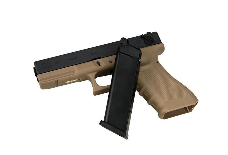 Страйкбольний пістолет WE Glock 18C Gen4. Metal Tan GBB 305 фото