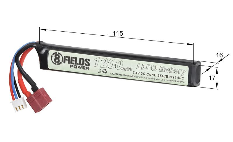 Акумулятор 8Fields LiPo 7.4V 1200mAh 25/40C T-Connector 27702 фото