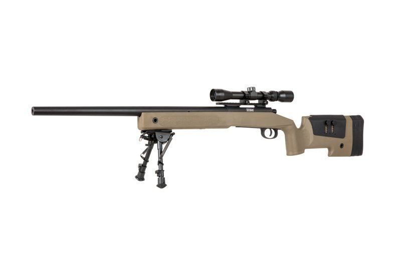 Страйкбольна снайперська гвинтівка Specna Arms M62 SA-S02 Core With Scope and Bipod Tan 14746 фото