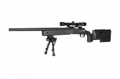 Купити Страйкбольна снайперська гвинтівка Specna Arms M62 SA-S02 Core High Velocity Sniper Rifle With Scope and Bipod Black в магазині Strikeshop