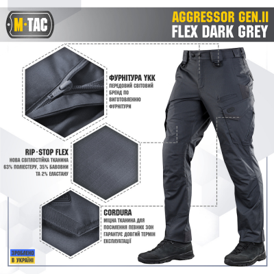 Штани M-Tac Aggressor Gen.II Flex Dark Grey Size 30/36