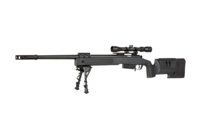 Купити Страйкбольна снайперська гвинтівка Specna Arms SA-S03 Core with Scope and Bipod Black в магазині Strikeshop