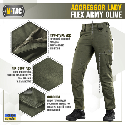 Штани M-TAC Aggressor Lady Flex Army Olive Size 24/28