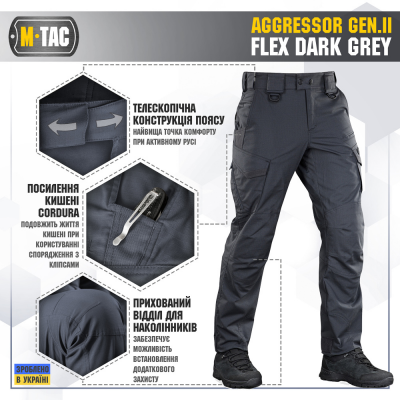 Штани M-Tac Aggressor Gen.II Flex Dark Grey Size 36/36