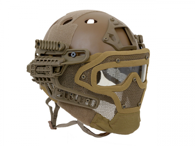 Купити Шолом тактичний EMERSON з металевою маскою система G4 TAN в магазині Strikeshop