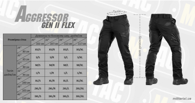 Тактичні штани M-Tac Aggressor Gen II Flex Black Size 32/30