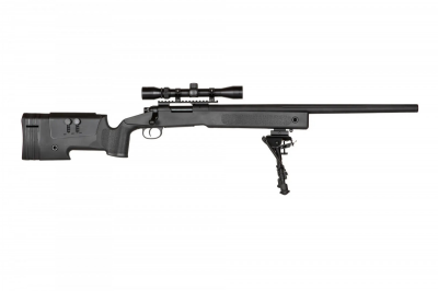 Купити Страйкбольна снайперська гвинтівка Specna Arms M62 SA-S02 Core High Velocity Sniper Rifle With Scope and Bipod Black в магазині Strikeshop